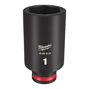 Socket Deep Length Impact, Black Phosphate Forged Steel, Square, 3/8 In X 2-51/64 In, 6 Point