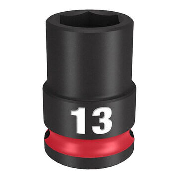Socket Standard Length Impact, Black Phosphate Forged Steel, Square, 13 Mm, 3/8 In X 1-17/64 In, 6 Point