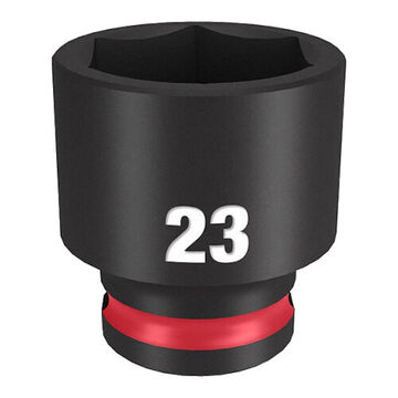 Standard Length Impact Socket, Black Phosphate Forged Steel, Square, 23 mm, 3/8 in x 1-11/32 in, 6 Point