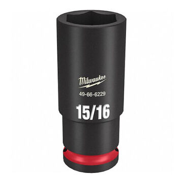 Deep Length Impact Socket, Black Phosphate Forged Steel, Square, 15/16 in, 1/2 in x 3-5/64 in, 6 Point