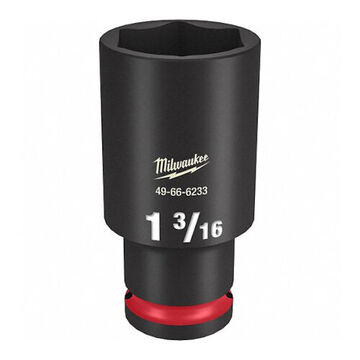 Deep Length Impact Socket, Black Phosphate Forged Steel, Square, 1-3/16 in, 1/2 in x 3-5/64 in, 6 Point