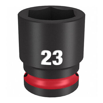 Standard Length Impact Socket, Black Phosphate Forged Steel, Square, 23 mm, 1/2 in x 1-37/64 in, 6 Point