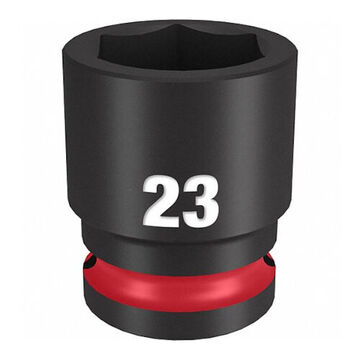 Socket Standard Length Impact, Black Phosphate Forged Steel, Square, 23 Mm, 1/2 In X 1-37/64 In, 6 Point
