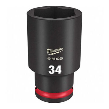 Socket Deep Length Impact, Black Phosphate Forged Steel, Square, 34 Mm, 1/2 In X 3-5/64 In, 6 Point