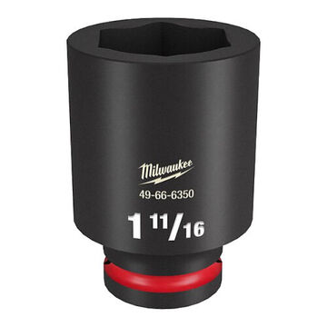 Socket Deep Length Impact, Black Phosphate Forged Steel, Square, 1-11/16 In, 3/4 In X 2-9/16 In, 6 Point
