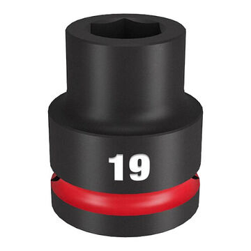 Standard Length Impact Socket, Black Phosphate Forged Steel, Square, 19 mm, 3/4 in x 2-3/32 in, 6 Point