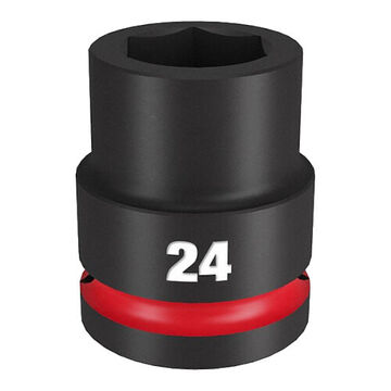 Standard Length Impact Socket, Black Phosphate Forged Steel, Square, 24 mm, 3/4 in x 2-3/32 in, 6 Point