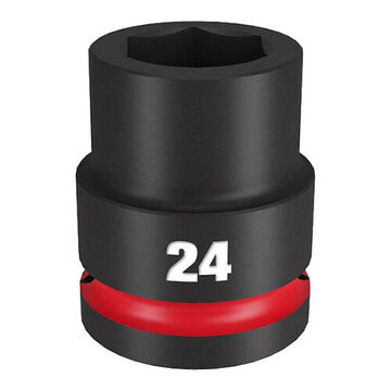 Socket Standard Length Impact, Black Phosphate Forged Steel, Square, 24 Mm, 3/4 In X 2-3/32 In, 6 Point