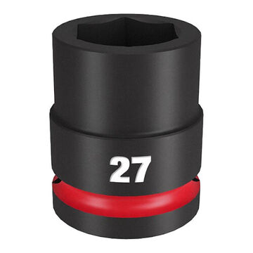 Standard Length Impact Socket, Black Phosphate Forged Steel, Square, 27 mm, 3/4 in x 2-3/32 in, 6 Point