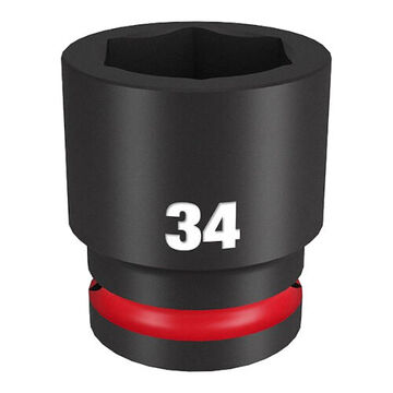 Socket Standard Length Impact, Black Phosphate Forged Steel, Square, 3/4 In X 2-15/64 In, 6 Point