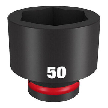 Socket Standard Length Impact, Black Phosphate Forged Steel, Square, 50 Mm, 3/4 In X 2-9/16 In, 6 Point
