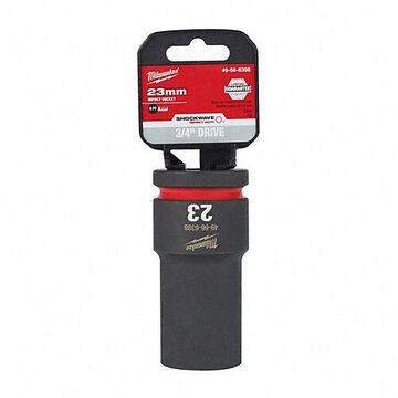Socket Deep Length Impact, Black Phosphate Forged Steel, Square, 23 Mm, 3/4 In X 3-35/64 In, 6 Point