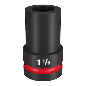Socket Deep Length Impact, Black Phosphate Forged Steel, Square, 1 In X 3-35/64 In, 6 Point