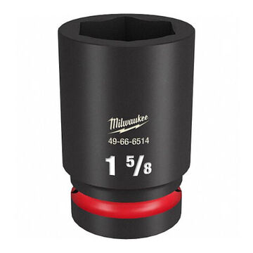 Socket Deep Length Impact, Black Phosphate Forged Steel, Square, 1 In X 2-13/32 In, 6 Point