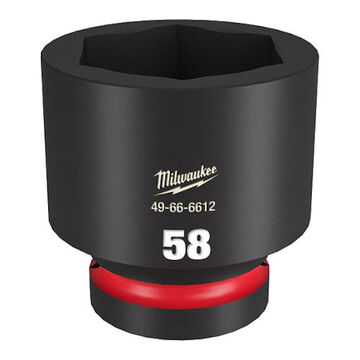 Socket Standard Length Impact, Black Phosphate Forged Steel, Square, 1 In X 3-17/64 In, 6 Point