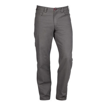 Heavy-Duty Flex Work Pant, 30 in, 68% Cotton ,30.5% Polyester, 1.5% Spandex, Gray