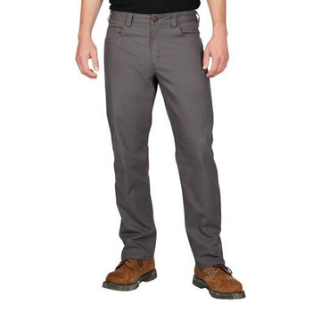 Pantalon de travail flexible robuste, 34 pouce, 68 % coton, 30.5 % polyester, 1.5 % élasthanne, gris