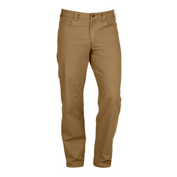 Heavy-Duty Flex Work Pant, 32 in, 68% Cotton ,30.5% Polyester, 1.5% Spandex, Khaki