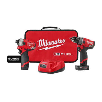 Hydraulic Impact Driver Combo Kit, Cordless, 450 in-lb, 1700 rpm, 1/4 in Hex, 2.2 in x 5.2 in x 7.5 in