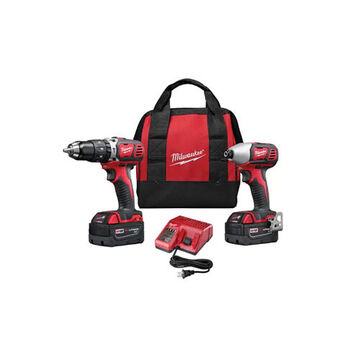 Hex Compact Impact Driver Combo Kit, Cordless, 500 in-lb, 1800 rpm, 28800 bpm, 1/4 in Hex, 23 in x 7-3/4 in x 11-1/2 in