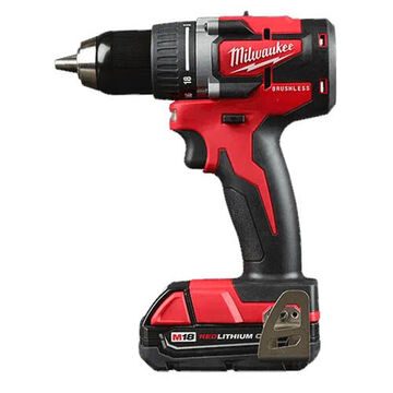 Compact Brushless Cordless Drill Driver Kit, Pistol Grip, 2.31 in X 6.5 in X 7.75 in, M18, 18 V, Lithium-Ion, 2 Ah, 1800 rpm