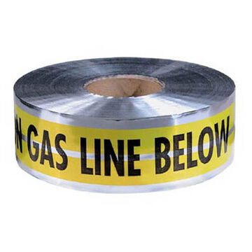 Detectable Tape Safety Tape, 3 in x 1000 in x 5 mil, Yellow/Silver/Black