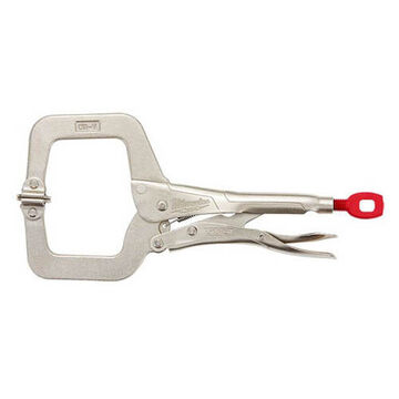Locking C-Clamp, 1-7/64 in Jaw Opening, 11 in, Polished Chrome Forged Alloy Steel