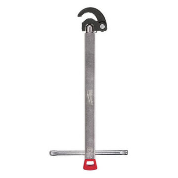 Clé à molette pour lavabo, métal, rouge, argent, 1-1/4 pouce x 14.6 pouce