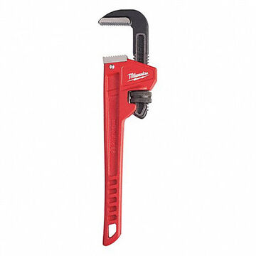 Straight Pipe Wrench, Alloy Steel Handle, Cast Iron Jaw, 2 in x 12 in