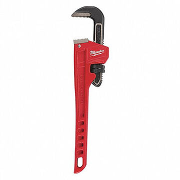 Straight Pipe Wrench, Alloy Steel Handle, Cast Iron Jaw, 2 in x 14 in