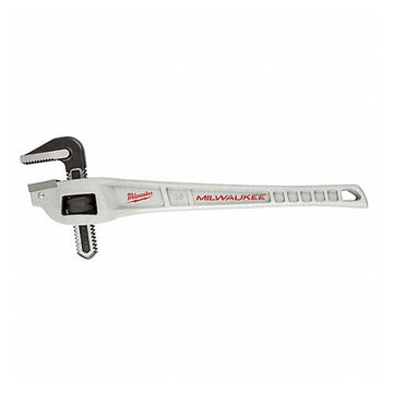 Offset Pipe Wrench, Aluminum Handle, Alloy Steel Jaw, 2 in x 18 in