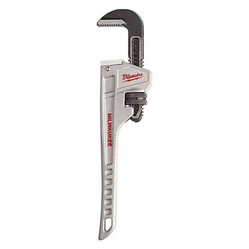 Pipe Wrench Straight, Aluminum Handle, Alloy Steel Jaw, 1-1/2 In X 10 In