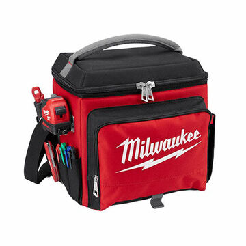 Soft Sided Jobsite Cooler, Double Insulated, Polyester, 3 Inside, 5 Outside, Red, 21.65 qt, 14.96 in X  14.96 in X 13.77 in