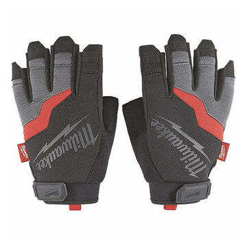 Gants de travail sans doigts Performance, moyen, polyester, noir/gris/rouge