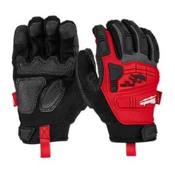 Impact Demolition Work Gloves, Small, Polyester, Red/Black