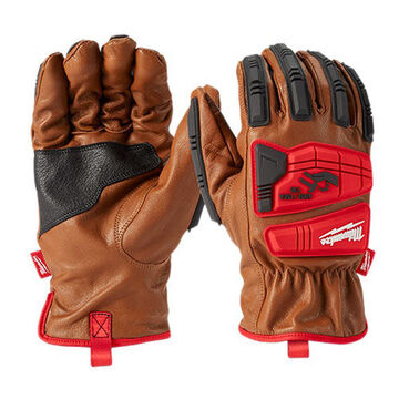 Safety Gloves Impact, X-large, Drivers, Uncoated, Nylon, Goatskin Leather Grain, Goatskin Leather Grain, Leather, Brown, 9.8 In