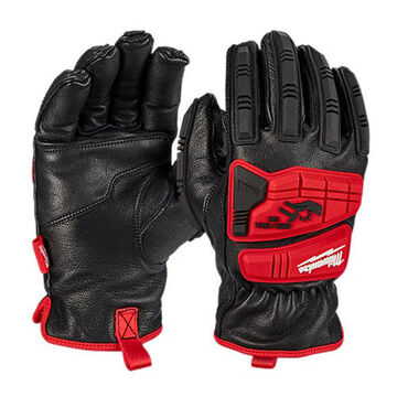 Impact Work Gloves, Medium, Goatskin Leather Grain, Black