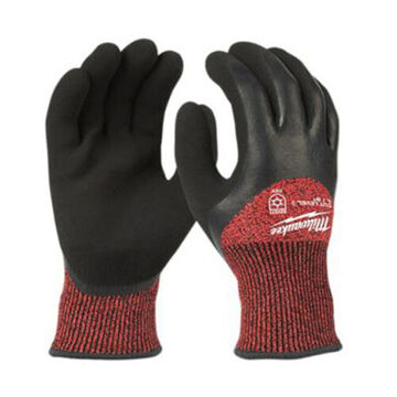 Insulated Winter Dipped Safety Gloves, Medium, Dipped, Nylon, Warm Acrylic Terry Cloth, Double Dipped Latex, Black/Red, A3, 3, 3