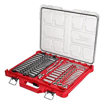 Ratchet and Socket Set, Vanadium Steel, 1/4 to 3/8 in Drive, 106 Pieces