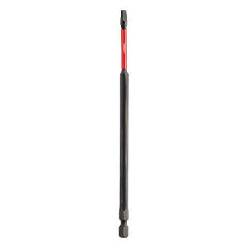 Impact Square Recess Power Bit, Alloy Steel, No. 2 x 6 in, 1/Pack