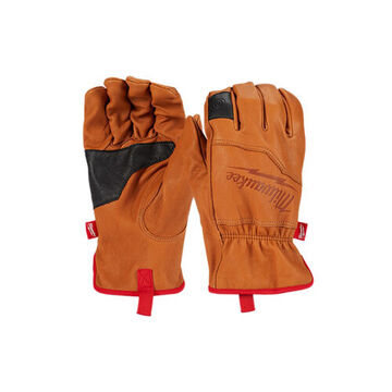 General-Purpose Work Gloves, 2X-Large, Goatskin Leather, Brown/Red/Black