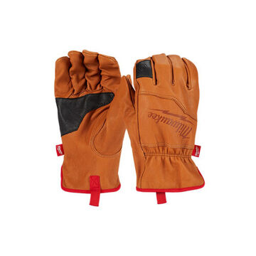 Gloves General-purpose Work, 2x-large, Goatskin Leather, Brown/red/black