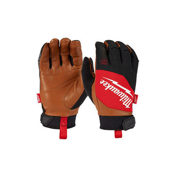 Performance Work Gloves, 2X-Large, Polyester, Black/Brown/Red