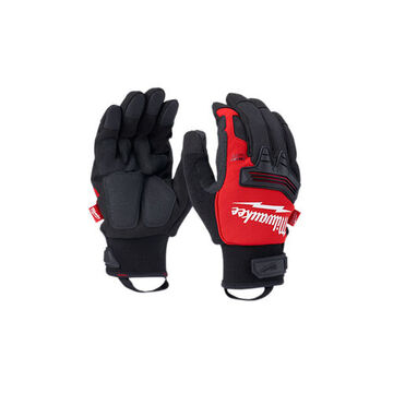 Gants de travail de démolition d'hiver, très grand, polyester, noir/rouge