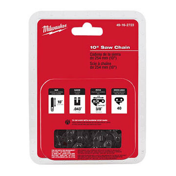 Saw Chain Replacement, Steel, 10 X 0.43 Gauge X 24/ft
