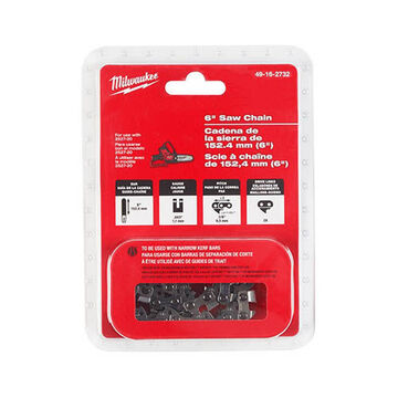 Saw Chain Replacement, Steel, 6 X 0.043 Gauge X 3/8 In Pitch X 2/ft