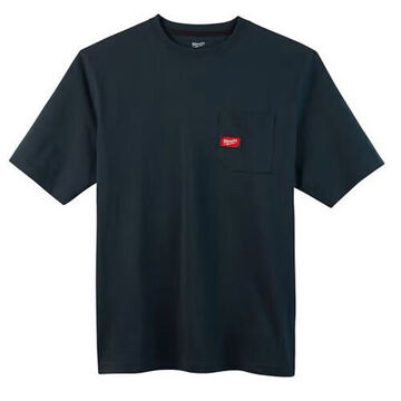 Heavy-Duty Pocket Tee Short Sleeve T-Shirt, X-Large, Blue, 60% Cotton, 40% Poly Blend
