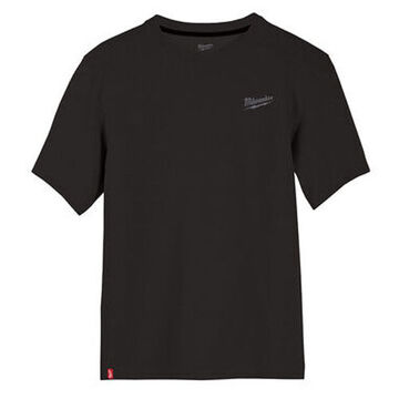 Short Sleeve T-Shirt, Large, Black, Cotton/Polyester