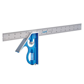 Heavy-Duty Professional Combination Square, 5.312 in x 16 in, Anodized Polycast Beam/Stainless Steel Blade, Blue