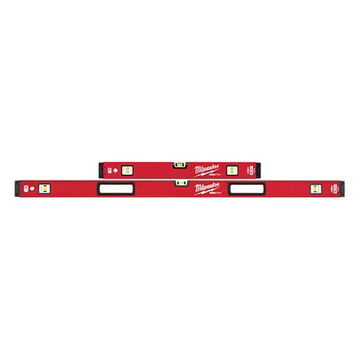 Magnetic Box Level Set, Aluminum, Red, 2-1/2 in X 24/48 in